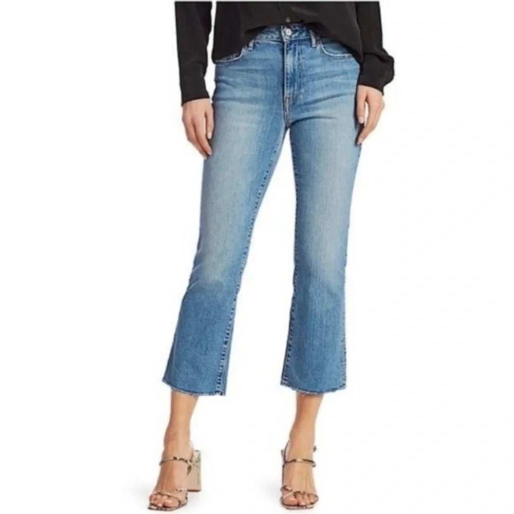 TRAVE‎ Colette Kick Flare Jeans Seaside Blue High Rise Raw Hem Size 28 Womens